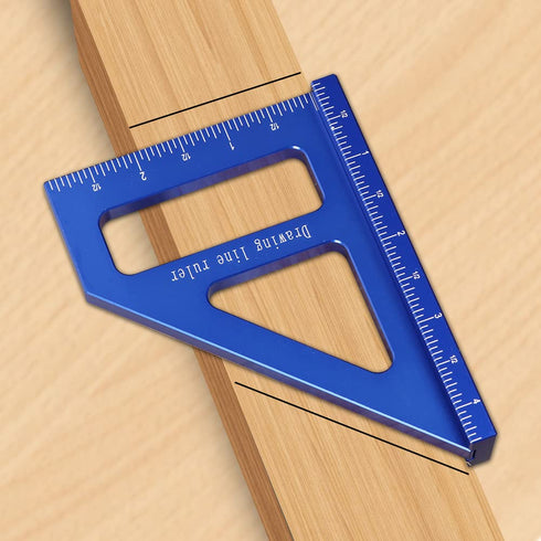 Imperial 3D Multi-Angle Measuring Ruler,45/90 Degree Aluminum Alloy Woodworking Square Protractor, Miter Triangle Ruler High Precision Layout Meas...