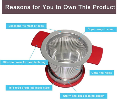 18/8 Stainless Steel Tea Infuser with Large Capacity & Perfect Size Double Handles, SourceTon Loose Leaf Tea Mesh Strainer for Hanging on Teapots,...