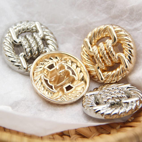 5 PCS Fashion Knotted Rope Metal Sweater Buttons for Clothes Decorative Women Coat Buttons Sewing Accessories (Silver, 25mm)...