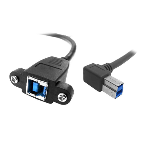 chenyang Printer Cable,USB 3.0 Type B Male to Female 90 Degree Angled Extension Cable with Panel Mount Screws for Printer, Hard Disk 50cm...