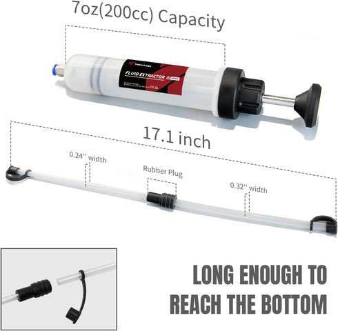 Thorstone Automotive Fluid Extractor Pump, Oil Change Syringe with Hose, Manual Fuel Suction & Filler, Fluid Oil Change Evacuator (7 Oz./0.21 Qt./...
