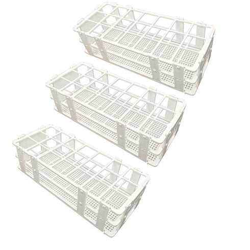 3 Packs Plastic Test Tube Rack, 21 Holes Lab Test Tube Rack Holder for 30mm Test Tubes, White, Detachable (21 Holes)...