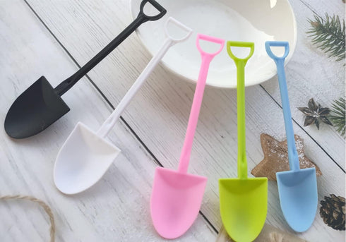 100 PCS Disposable Mini Shovel Shape Spoons, Colorful Plastic Ice Cream Shovel Spoon for Dessert Pudding Yogurt Sugar (4.8 Inch, 5 Color)...
