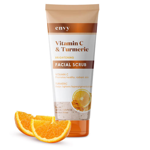 Envy Vitamin C and Turmeric Face Scrub - Anti Aging Facial Exfoliating Scrub, Clears Blackheads Improve Dark Spots & Acne - Korean Skin Care - All...