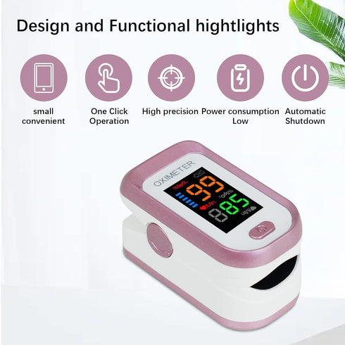 Pulse Oximeter Fingertip, Blood Oxygen Saturation Monitor with Large LED Display, Heart Rate Monitor for Adults, Fingertip Pulse Oximetr, with Lan...