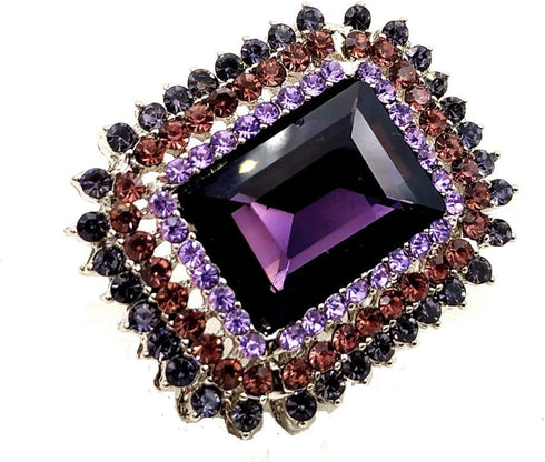 Victorian Vintage Style Embellishment Rectangle Shaped Purple Stone Brooch and Pin Art Deco Jewelry...