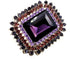 Victorian Vintage Style Embellishment Rectangle Shaped Purple Stone Brooch and Pin Art Deco Jewelry...