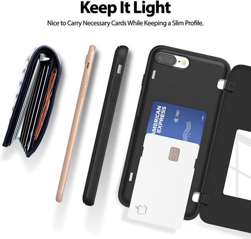 GOOSPERY iPhone 8 Plus Case, iPhone 7 Plus Wallet Case with Card Holder, Protective Dual Layer Bumper Phone Black...