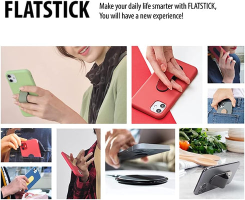 Momostick Flatstick, Cell Phone Finger Grip Strap Holder for Hand, Cell Phone Stand, New Slim Finger Loop Selfie Grip Compatible with Most Smartph...