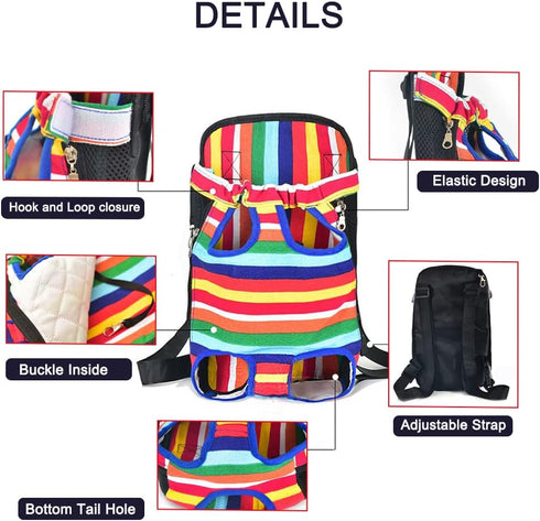 Pet Carrier Backpack, Legs Out Adjustable Pet Front Cat Dog Carrier Backpack, Easy-Fit Dog Travel Backpack Carrier for Hiking Camping for Small Me...