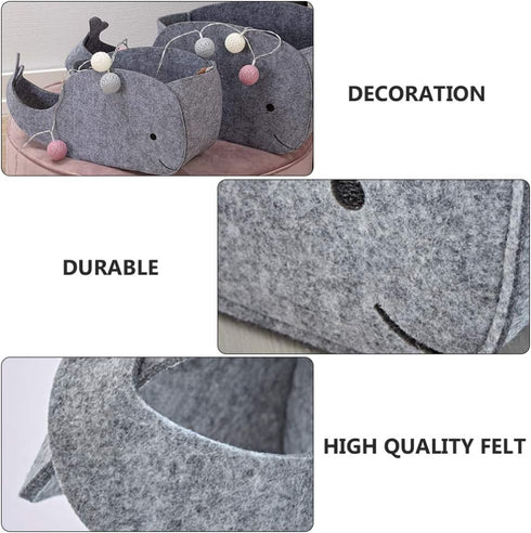 STOBOK Felt Storage Bin, Whale Shaped Storage Basket Fabric Foldable Storage Bin Sundries Organizer Toy Storage Bin for Home Nursery Toys Containe...
