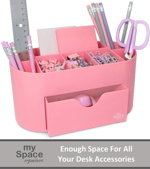 Pink Desk Organizer for Office Supplies and Desk Accessories - Pen Holder Desktop Organization for Room College Dorm Home School (Pink)...