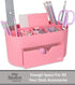 Pink Desk Organizer for Office Supplies and Desk Accessories - Pen Holder Desktop Organization for Room College Dorm Home School (Pink)...