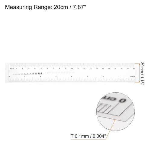 Film Flexible Ruler 8 Inch 1mm Scale PET Plastic Folding Straight Ruler Calibration Soft Ruler Measuring Tool for Factory, Transparent...