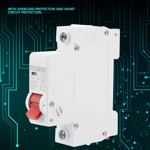 DZ47-63Z-1P DIN Rail Mount Miniature Circuit Breaker 1P, 32A DC, 250V,6000 Amp...