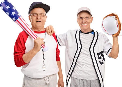 4 Pcs American Flag Inflatable Baseball and Baseball Bat,Blow Up Baseball Bat Beach Ball,Sports Theme Baseball Party Favors for Kids Adult Pool Be...