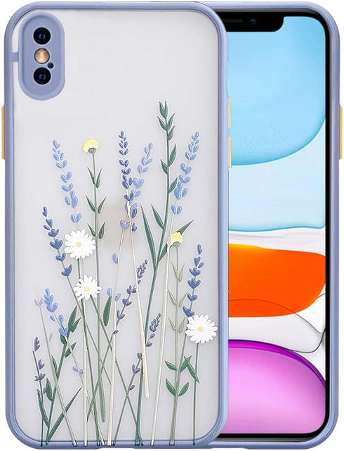 Ownest Compatible with iPhone X/XS Case for Clear Flowers Pattern Frosted PC Back 3D Floral Girls Woman and Soft TPU Bumper Protective Silicone Sl...
