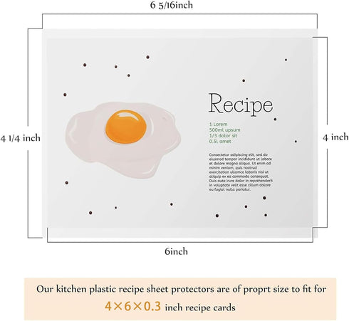 Boao 200 Pcs Recipe Card Protectors, Recipe Card Covers, Kitchen Plastic Cookbook Sheet Protectors Clear Cookbook Page Protector Index Sleeve (5 x...