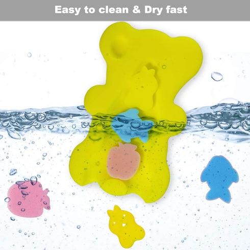 HALLO Soft Infant Bath Sponge Skid Proof Baby Bath Mat Newborn Odor Free (Yellow)...
