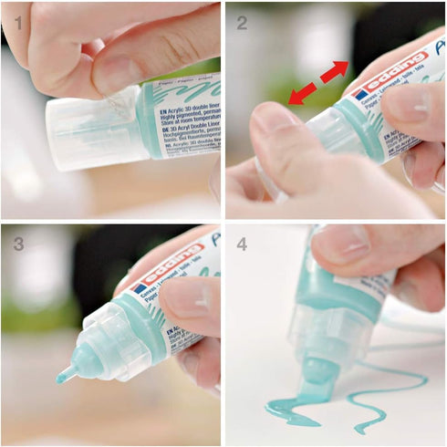 edding 5400 acrylic 3D double liner - gold - 1 acrylic colour tube - 2 nozzles 2-3,5-10mm - acrylic paint for canvas, painting boards and wood - w...