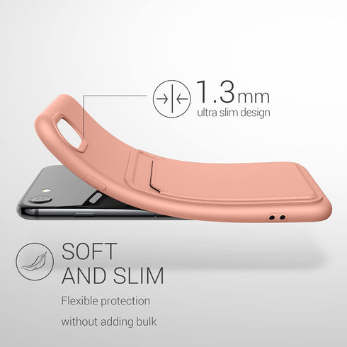 kwmobile Case Compatible with Apple iPhone SE (2022) / iPhone SE (2020) / iPhone 8 / iPhone 7 Case - TPU Phone Cover with Credit Card Holder - Gra...