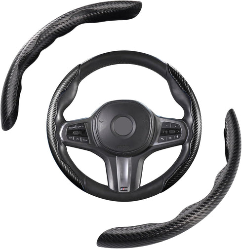 Pack-2 Car Steering Wheel Covers, Carbon Fiber Steering Wheel Protectors, Universal Non Slip Steering Wheel Covers (Black)...