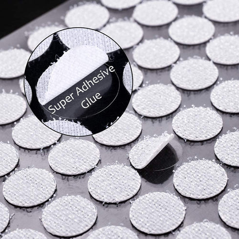 JANYUN 2016pcs 2/5" 10mm Self Adhesive Dots Tape Diameter Sticky Back Dots Hook and Loop with Sticky Glue Tapes White for School, Classroom, Offic...