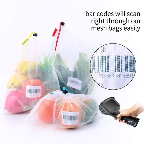 Mipruct 24 pack Reusable Produce Bags,Reusable produce bags for grocery,mesh bags See-Through and Washable Grogery Bags with 3 Sizes useful for st...