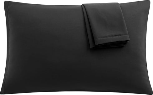 uxcell 2 Pack Pillow Cases Soft 1800 Series Microfiber Pillowcases Set with Zipper Queen(20"x30") Black...