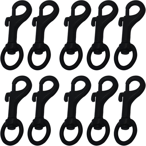 10pcs 1.8 inch Swivel Bolt Snap Clasp Hooks with 10mm O Ring Metal Lanyard Webbing Belt Lobster Buckle Clips DIY Accessory Black...