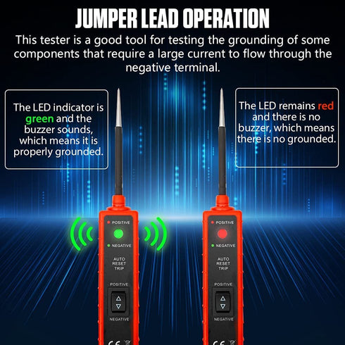 Power Circuit Probe Tester with Overload Protection and Component Activation, Polarity Identify Continuity Short Circuit Tester 6-24V with LED Tes...