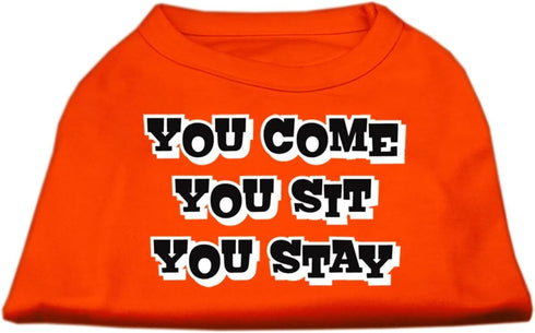 Pet Dog & Cat Shirt Screen Printed, You Come, You Sit, You Stay Bright Pink 2XL (20-25 lbs.)...