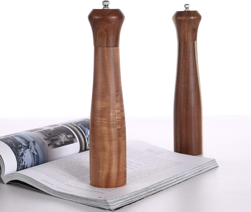 KKC HOME ACCENTS Wooden Pepper Grinder Mill,Pepper Mill Refillable, Acacia Wood,10 Inch...