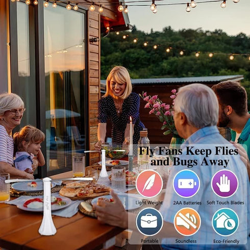 Nofly Pro Fly Fans for Tables 4 Pack for Outdoor or Indoors USB or Batteries Powered Fly Repellent Swatter Fan, Shoo Away Fly Bug Fan for Picnic, ...