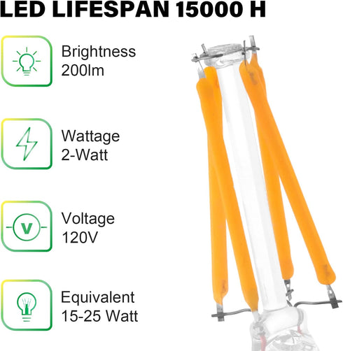 15-25 Watt Equivalent LED Light Bulbs, Dimmable, Soft White 2700K, E26 Medium Base, Low Watt LED Bulbs, 2W 200LM, A15 Frosted, Pack of 6...