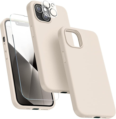 Dssairo [5 in 1 Designed for iPhone 13 Case, with 2 Pack Screen Protector + 2 Pack Camera Lens Protector, Liquid Silicone Ultra Slim Shockproof Pr...