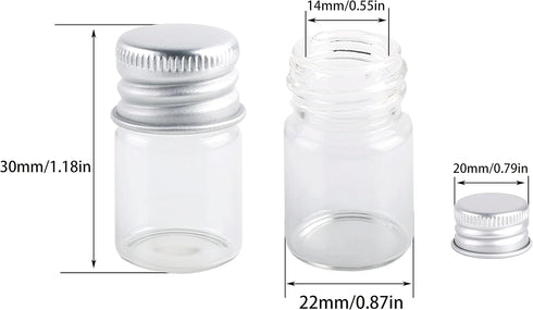 Mini Glass Bottles with Screw Caps 5ml 24 Sets Aluminum Top Metal Lids 5 Milliliter Tiny Vials Small Jars DIY Storage Art Craft Decor...