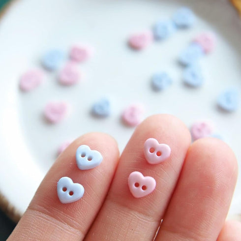 6mm / 0.24" Tiny Heart Shape Buttons, Micro Mini Buttons, in 20 Colors, Perfect for Doll Clothes (10PCS)...