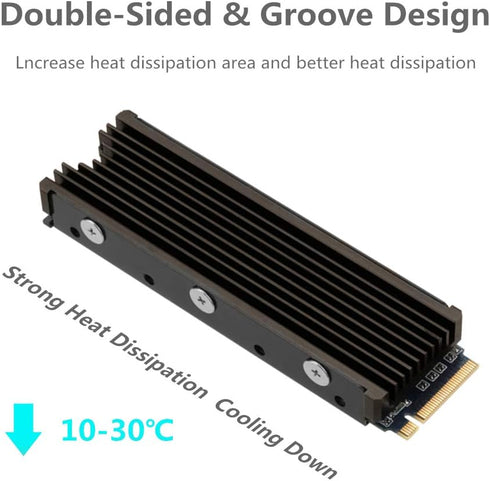 M.2 Heatsink NVME 2280 SSD Heat Sink Support Single Double Sided M2 SSD Cooling with Thermal Silicone Pads Cooler for Computer PC PS5 PCIE NVME or...