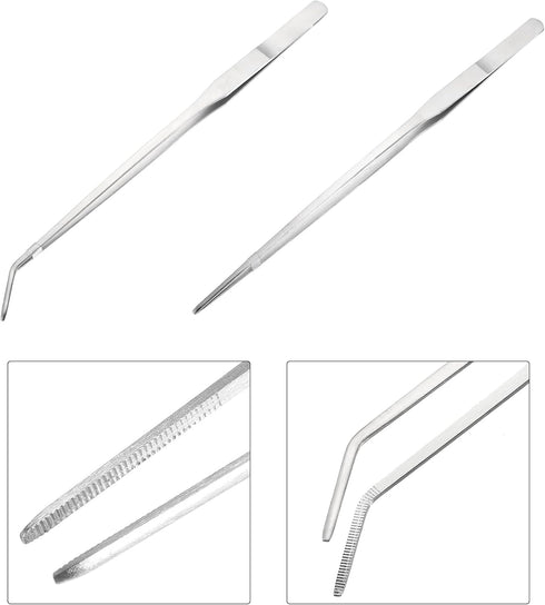 4 in 1 Set Tweezers Tool Kits Stainless Steel Brushed Tweezers Scissors Spatula with Flannelette Bag...