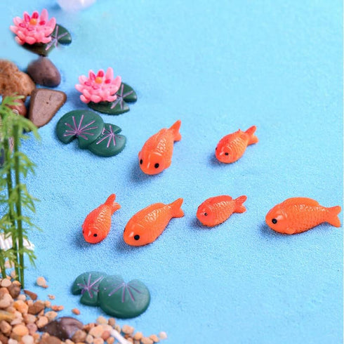16 pcs Fish Frog Lotus Miniatures Garden Bonsai Mini Ornaments Fish Tank Decors...