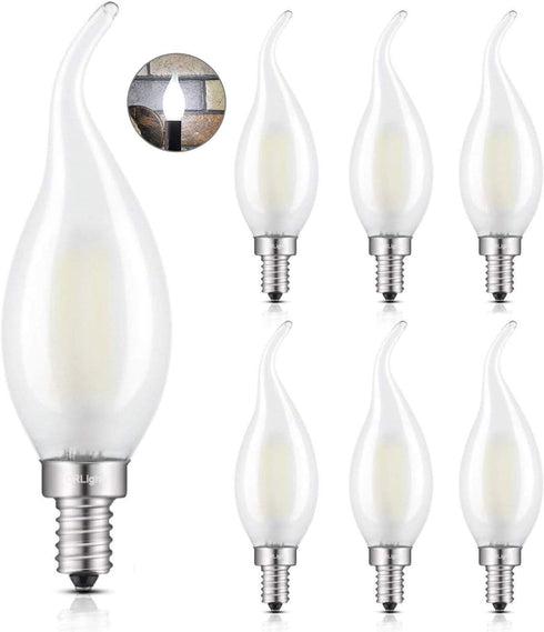 CRLight 2W 4000K LED Candelabra Bulb Daylight White Glow, 25W Equivalent 250LM, E12 Chandelier Dimmable LED Light Bulbs, Antique Edison C35 Froste...