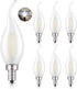 CRLight 2W 4000K LED Candelabra Bulb Daylight White Glow, 25W Equivalent 250LM, E12 Chandelier Dimmable LED Light Bulbs, Antique Edison C35 Froste...