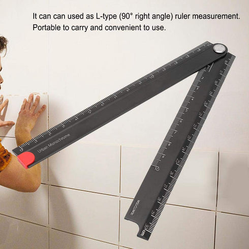 Folding Ruler, Aluminum Alloy Ruler 0-300mm Measurement Range Simple Angle Measurement Ruler 90°Folding Metal Stationery Ruler for Artists, Constr...