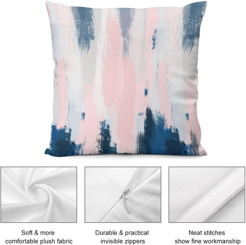 Nebra Abstract Blush and Blue Throw Pillow Covers Cozy Square Throw Pillowcases Home Decor for Bed Couch Sofa Living Room Cushion Cover 18*18inch,...