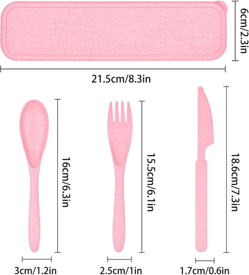 1 PCS Reusable Utensils Set with Case, Camping Utensils Plastic Spoons and Forks Sets for Lunch Box Accessories, Portable Cutlery Set for Kids Adu...