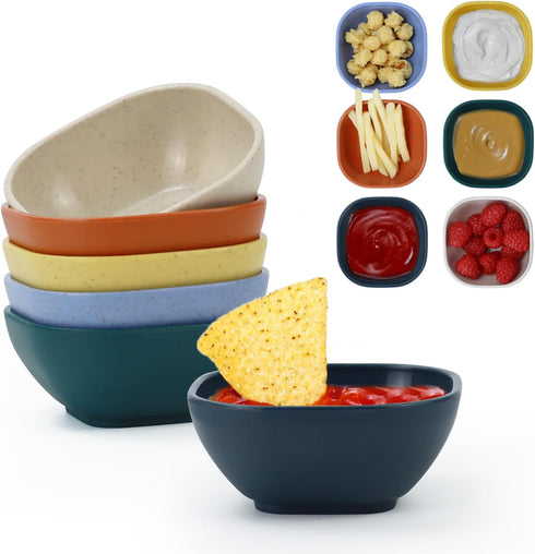PYRMONT Wheat Straw Small Bowls Soy Sauce Dishes 5 OZ Small Dessert Bowls Set of 6 Dipping Sauce Cups Mini Prep Bowls Unbreakable Dipping Bowls fo...