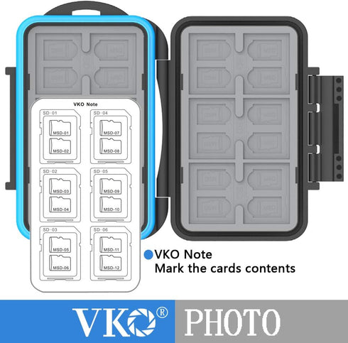 VKO SD SDHC SDXC Micro SD TF Memory Card Case Holder Organizer Carrying Box Keeper,Shockproof Storage Protector Cover for Computer Camera Media 12...