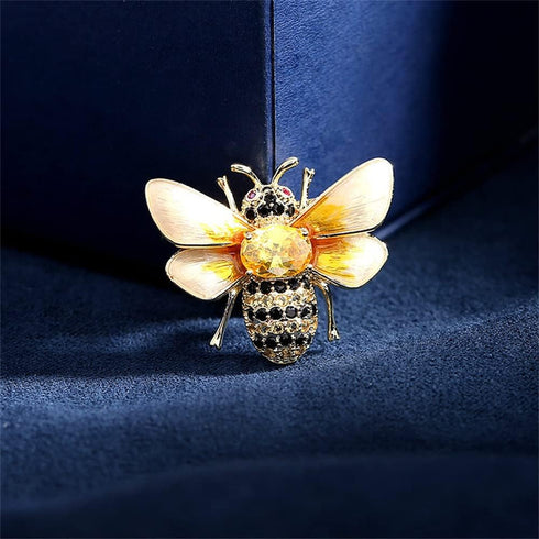 Rhinestone Bee Brooch Pin for Women Girls Fashion Cute Yellow Black Crystal Honeybee Bumblebee Animal Insect Brooches Lapel Pins Dainty Dress Acce...