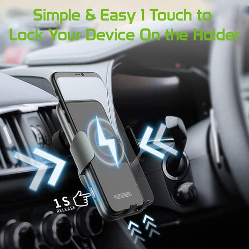 Wireless Phone Car Charger, Air Vent, Touch to Open Fast Charging for iPhones Samsung Galaxy, Google Pixel Smartphones (Color Silver)...